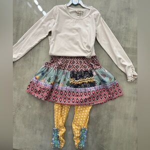 Matilda Jane skirt, top, and leggings size 6